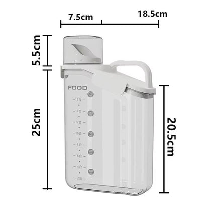 1Pc Cereal Containers Storage, Airtight Grain Jar with Measuring Cup Kitchen Organizers for Oatmeal, Grain, Flour, Pet Food