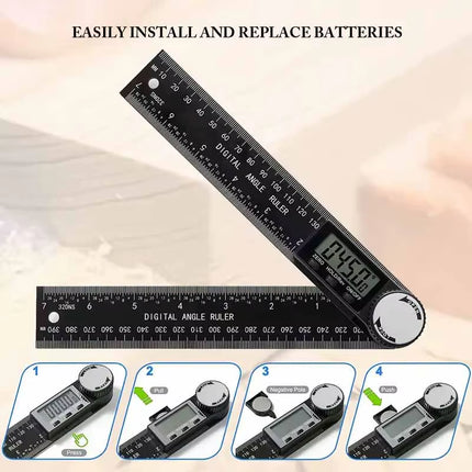 2 in 1 Angle Finder Tool for Woodworking Measurement 8 "/200 Mm, Plastic Angle Ruler with Digital Display, 360° Digital Protract