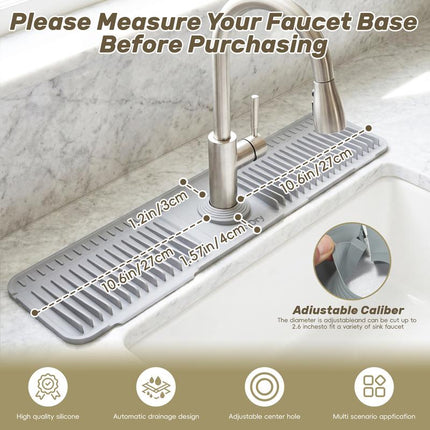 Citydry-Kitchen Sink Faucet Mat, Silicone Folding Splash Guard, Draining Mat with Button Lock, Sink Faucet Protector, Sink Accessories for Kitchen