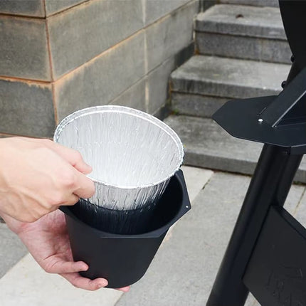 New Drip Bucket with Grease Trap Funnel and Disposable Foil Liners, Large Capacity Grease Bucket Grease Catcher for BBQ & Picnic