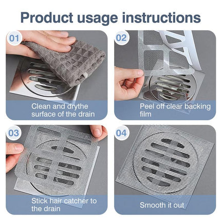 12 Counts Disposable Shower Drain Cover Hair Catcher, Mesh Stickers for Shower Drain Bathroom Sink, with Strong Adhesive Fits Tightly on Drains