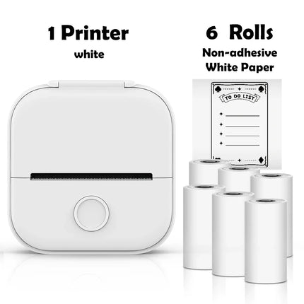 T02 Mini Thermal Printer Wireless Mini Pocket Printer, Adhesive Sticker Printer for DIY, Journal, Student Birthday Gift
