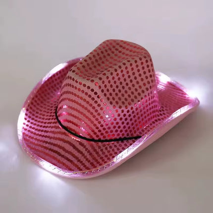 Wireless Disco Luminous Led Bride Cowgirl Hat Glowing Light Bar Cap Bachelorette Party Supplies Flashing Neon Western Cowboy Hat