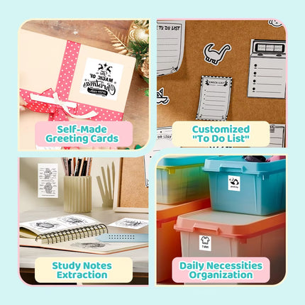 T02 Mini Thermal Printer Wireless Mini Pocket Printer, Adhesive Sticker Printer for DIY, Journal, Student Birthday Gift