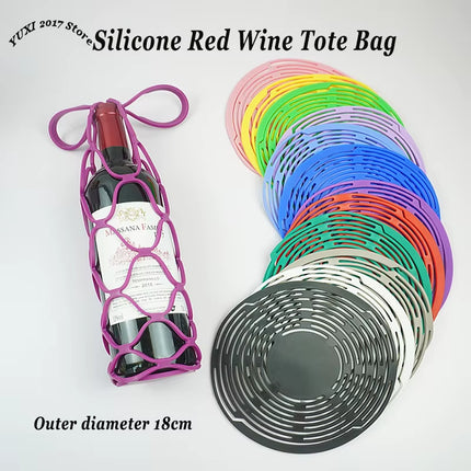 Washable Silicone Wine Bottle Storage Bag Reusable Water Bottle Tote Bags Cup Mat Wine Bottle Mesh Basket for Picnic Organizer