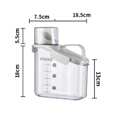 1Pc Cereal Containers Storage, Airtight Grain Jar with Measuring Cup Kitchen Organizers for Oatmeal, Grain, Flour, Pet Food