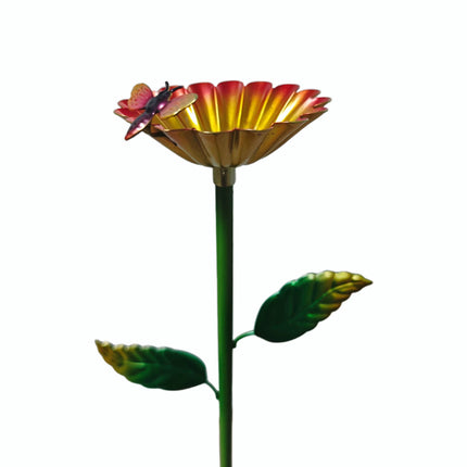 1Pcs Iron Rustproof Outdoor Ground Stake with Teacup Bee Design Durable Waterproof Metal Art for Garden/Lawn Decor