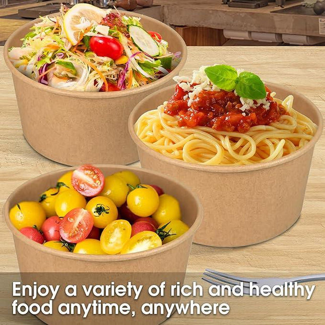 Disposable Bowls with Lid | Meal Prep Paper Bowls | to Go Salad Ramen Food Containers with Lids