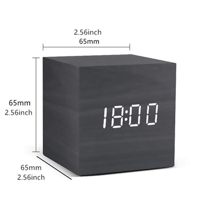 Digital LED Alarm Clock Square Wooden Retro Luminous Clock Desktop Decoration Voice Control Function Desktop Clock