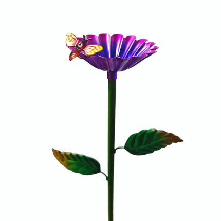 1Pcs Iron Rustproof Outdoor Ground Stake with Teacup Bee Design Durable Waterproof Metal Art for Garden/Lawn Decor