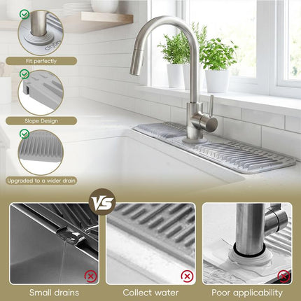 Citydry-Kitchen Sink Faucet Mat, Silicone Folding Splash Guard, Draining Mat with Button Lock, Sink Faucet Protector, Sink Accessories for Kitchen