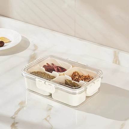 4Grid /8 Grid Snack Box Container, Portable Travel Charcuterie Board with Lid, Refrigerator Food Storage Box, Snack Organizer