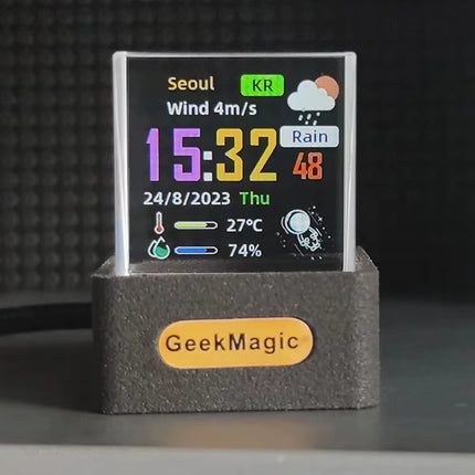 Geekmagic GIFTV Crystal Holographic Desktop Decoration Smart Weather Station Digital Clock with GIF Animations and Image Album