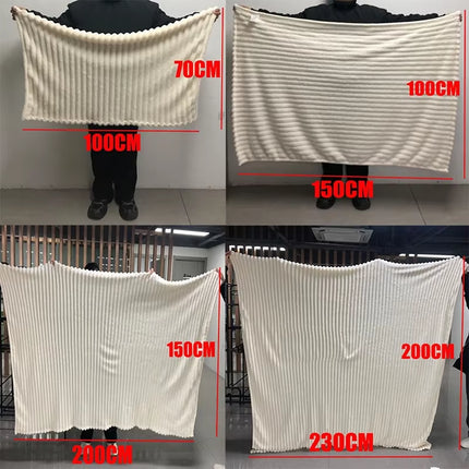1Pc Throw Blanket for Bed - 250GSM Soft & Warm Fluffy Blanket, Decorative Striped Blankets for Winter Nap / Sleep
