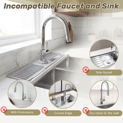 Citydry-Kitchen Sink Faucet Mat, Silicone Folding Splash Guard, Draining Mat with Button Lock, Sink Faucet Protector, Sink Accessories for Kitchen