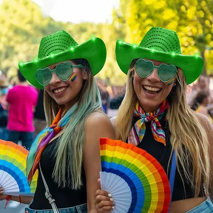 Wireless Disco Luminous Led Bride Cowgirl Hat Glowing Light Bar Cap Bachelorette Party Supplies Flashing Neon Western Cowboy Hat