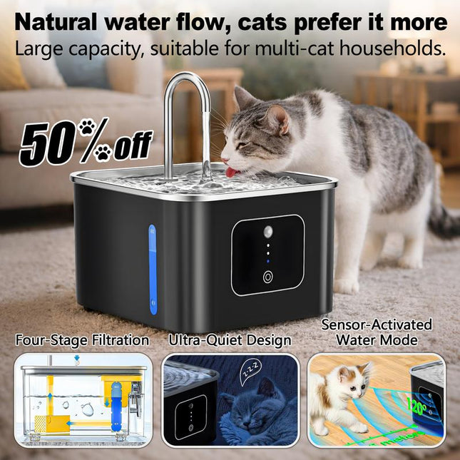 【10,000+ Favorited!】Cat Water Fountain, Flowing Water for Pets to Drink, Quiet Cat Water Dispenser, Automatic Circulating Pet Drinking Fountain for Cats and Dogs, Encourages Hydration