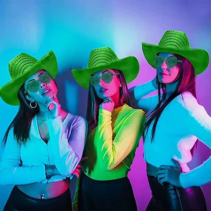 Wireless Disco Luminous Led Bride Cowgirl Hat Glowing Light Bar Cap Bachelorette Party Supplies Flashing Neon Western Cowboy Hat