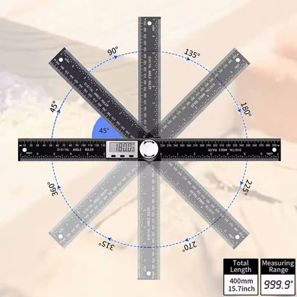 2 in 1 Angle Finder Tool for Woodworking Measurement 8 "/200 Mm, Plastic Angle Ruler with Digital Display, 360° Digital Protract