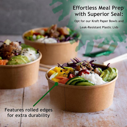 Disposable Bowls with Lid | Meal Prep Paper Bowls | to Go Salad Ramen Food Containers with Lids