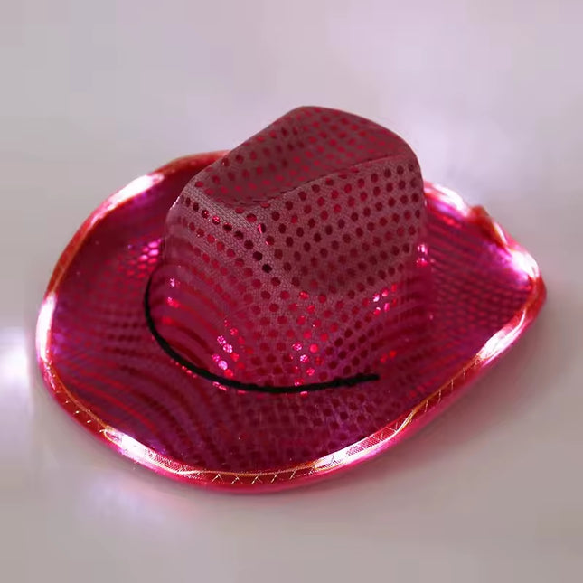 Wireless Disco Luminous Led Bride Cowgirl Hat Glowing Light Bar Cap Bachelorette Party Supplies Flashing Neon Western Cowboy Hat