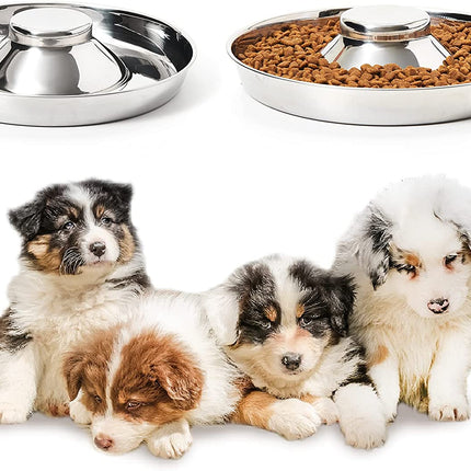 Stainless Steel Puppy Bowls, Set of 2 Puppy Feeder, Dog Food and Water Bowl, Food Feeding Weaning for Small Medium Large Dogs, Pets, M