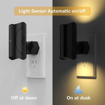 LED Night Light Plug In, Modern Night Lights Plug into Wall, Dusk to Dawn Sensor, Soft White 3000K, Adjustable Brightness, Dimmable Night Lights for Hallway Bedroom Stairway, 2 Pack