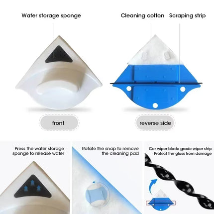 Dual Sided Magnetic Glass Cleaner High Rise Window Wiper with Automatic Drainage System for Home Office Multi Surface Cleaning