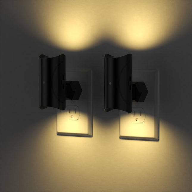 LED Night Light Plug In, Modern Night Lights Plug into Wall, Dusk to Dawn Sensor, Soft White 3000K, Adjustable Brightness, Dimmable Night Lights for Hallway Bedroom Stairway, 2 Pack