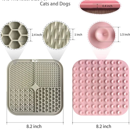 Dog Lick Mat with Suction Cups Slow Feeders Licking Pet Anxiety Relief Cat Training for Food, Yogurt, Peanut Butter