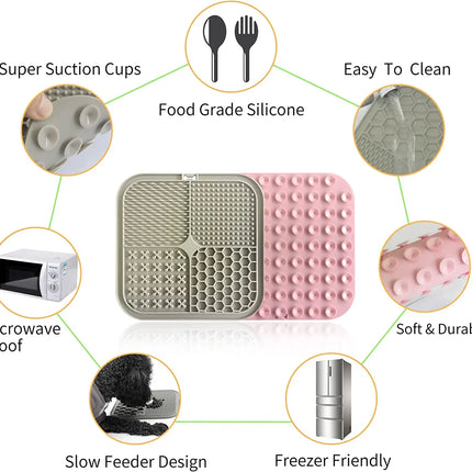 Dog Lick Mat with Suction Cups Slow Feeders Licking Pet Anxiety Relief Cat Training for Food, Yogurt, Peanut Butter