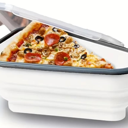 1Pc Space-Saving Silicone Pizza Storage Container with 5 Microwavable Serving Trays - Reusable,Collapsible Design