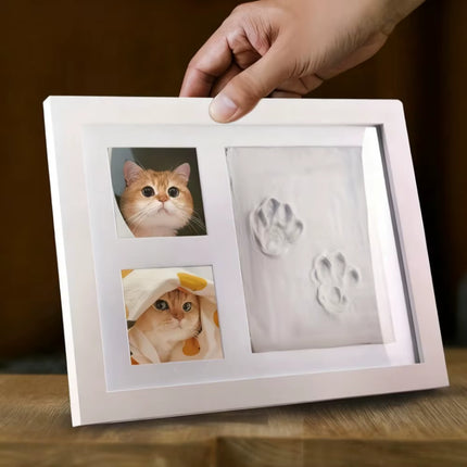 1Pcs DIY Pet Paw Print Memorial Set - Clay Mold & Photo Frame, Souvenir Kit for Dogs & Cats, Perfect Pet Memorial Gift