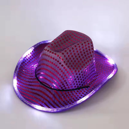 Wireless Disco Luminous Led Bride Cowgirl Hat Glowing Light Bar Cap Bachelorette Party Supplies Flashing Neon Western Cowboy Hat