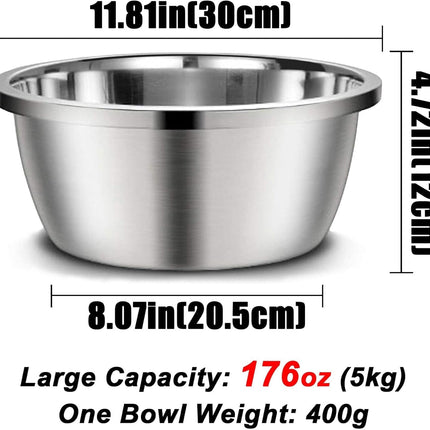 Stainless Steel Large Dog Bowl Set of 2, with 176 Oz (24Cup) High Capacity Metal Dog Food Bowls,Desirable Water and Food Bowls for Large, X-Large, and Giant Dogs,Heavy Duty, Bpa-Free