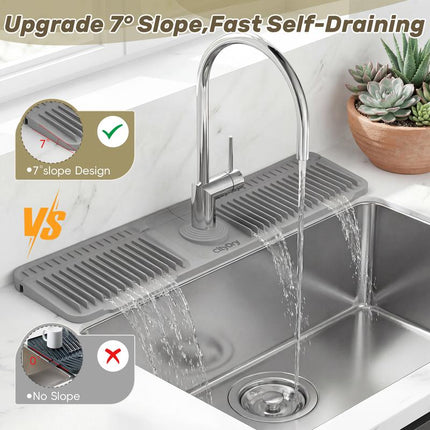 Citydry-Kitchen Sink Faucet Mat, Silicone Folding Splash Guard, Draining Mat with Button Lock, Sink Faucet Protector, Sink Accessories for Kitchen