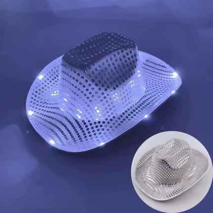 Wireless Disco Luminous Led Bride Cowgirl Hat Glowing Light Bar Cap Bachelorette Party Supplies Flashing Neon Western Cowboy Hat