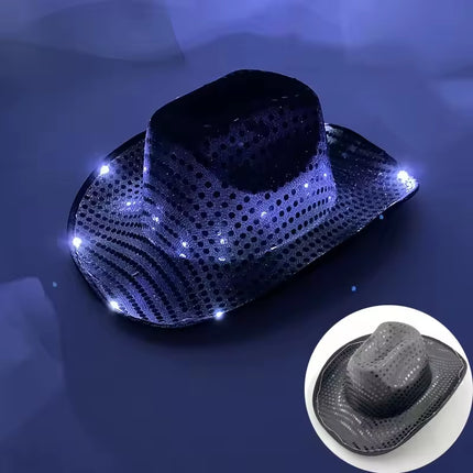 Wireless Disco Luminous Led Bride Cowgirl Hat Glowing Light Bar Cap Bachelorette Party Supplies Flashing Neon Western Cowboy Hat