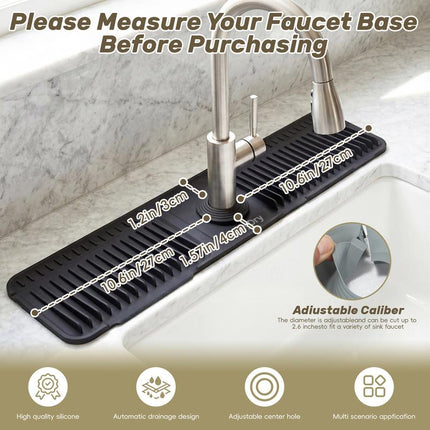 Citydry-Kitchen Sink Faucet Mat, Silicone Folding Splash Guard, Draining Mat with Button Lock, Sink Faucet Protector, Sink Accessories for Kitchen