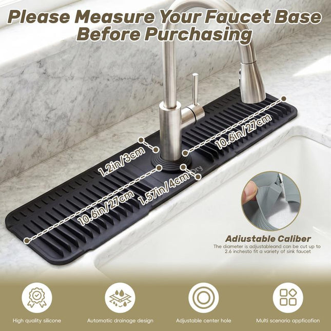 Citydry-Kitchen Sink Faucet Mat, Silicone Folding Splash Guard, Draining Mat with Button Lock, Sink Faucet Protector, Sink Accessories for Kitchen