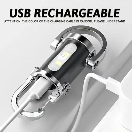 LED Flashlight Keychain Light, USB-C Rechargeable Torch with Hanging Hook, 200 Lumens Super Bright, Compact Emergency Lantern for Camping, Hiking, Home, Office, Power Outages - Long Runtime LED Flashlight, Hiking Essentials, Modern Lighting, Durable Build