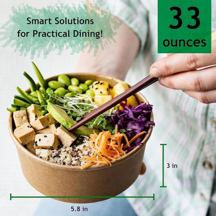 Disposable Bowls with Lid | Meal Prep Paper Bowls | to Go Salad Ramen Food Containers with Lids