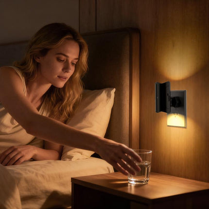 LED Night Light Plug In, Modern Night Lights Plug into Wall, Dusk to Dawn Sensor, Soft White 3000K, Adjustable Brightness, Dimmable Night Lights for Hallway Bedroom Stairway, 2 Pack