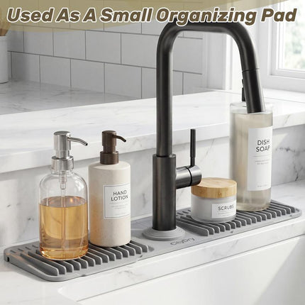 Citydry-Kitchen Sink Faucet Mat, Silicone Folding Splash Guard, Draining Mat with Button Lock, Sink Faucet Protector, Sink Accessories for Kitchen