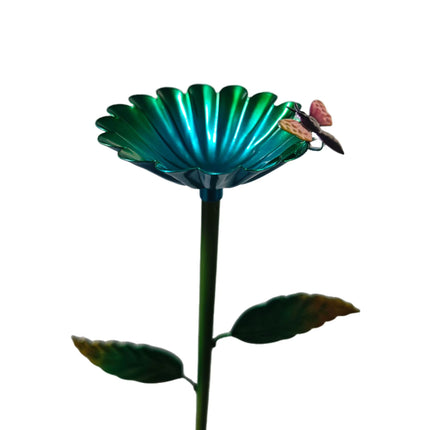 1Pcs Iron Rustproof Outdoor Ground Stake with Teacup Bee Design Durable Waterproof Metal Art for Garden/Lawn Decor