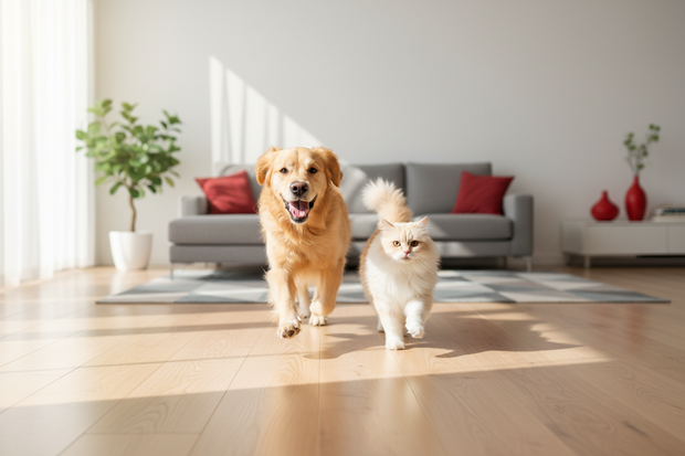 the pets are running towards the camera